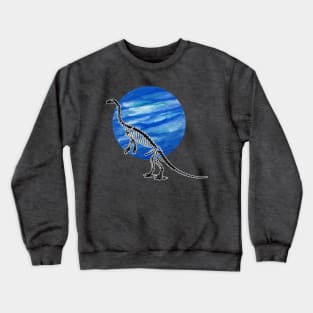 Dinosaur Skeleton in Space Deep Blue Crewneck Sweatshirt